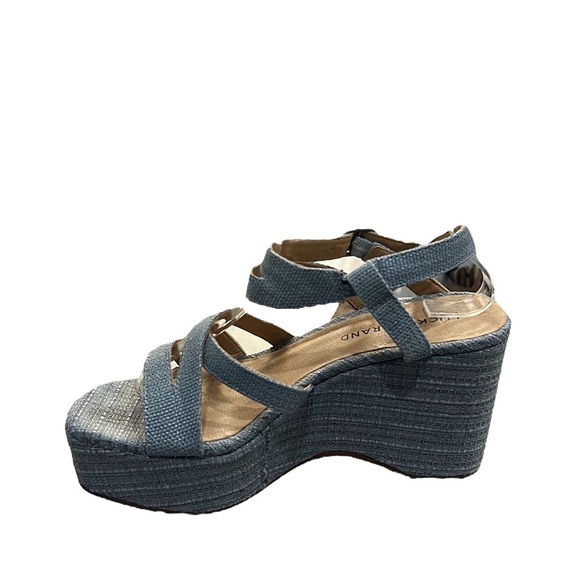 Lucky Brand Carlisha Raffia Desert Sage Sculpted Platform Wedge Sandals Size 7.5 - Picture 7 of 9